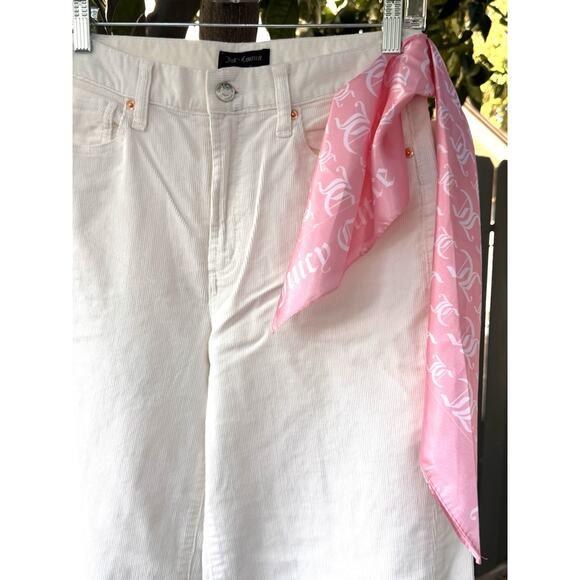 NEW Y2K Juicy Couture Wide Leg Corduroy Pants w/ Pink Logo Scarf Sz 26 - Picture 3 of 6